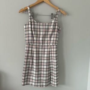 Aeropostale black & pink plaid jumper dress with pockets size small